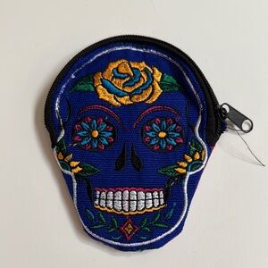 Colorful Skull Embroidered Coin Pouch
